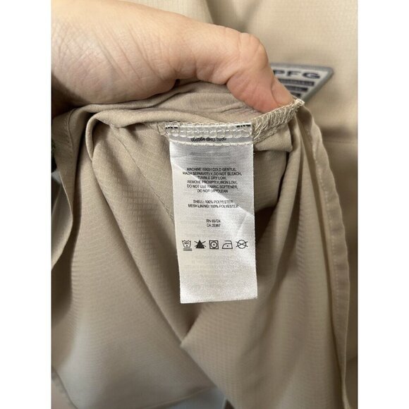 Columbia PFG Shirt Men's Fishing Outdoor Vented Tan Long Sleeve Size Large - Picture 9 of 10